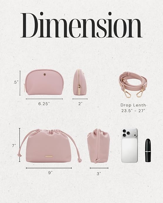 Mali+Lili Lola Beauty Bag Duo, Makeup Bag Travel Cosmetic Bag Set of 2, Vegan Leather Purse Crossbody Bags for Women and Girls, Cute Makeup Pouch, Travel Pouch, Crossbody Purses for Women | Duo - Image 3