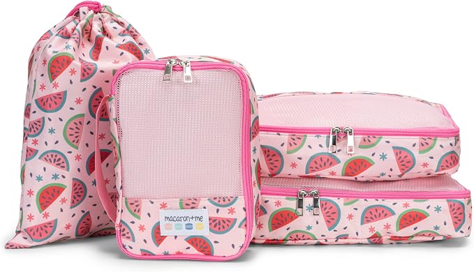 4 Pieces Watermelon Packing Cubes for Women, Men, Carry On Suit Case Organizer Luggage Packing Cubes for Travel Organizer Bags by macaronme