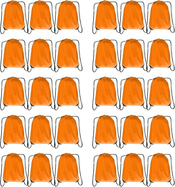 Drawstring Backpack Bulk 30 packs Draw String Backpack Bags DIY Gym Sports trip Traveling Yoga ride Pedestrianism Cinch Bag Sackpack Drawstring (orange) by Unknown