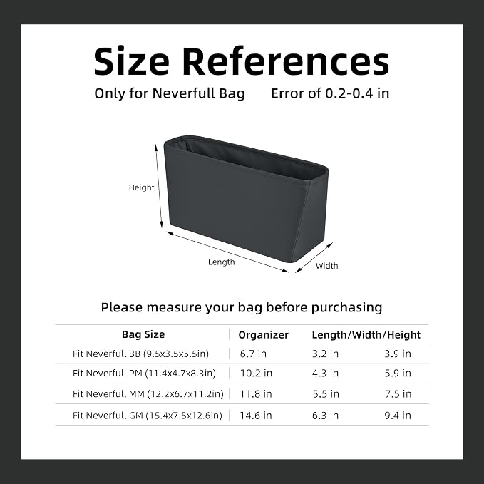 DGAZ Purse Organizer Insert Fits Neverfull-Mini/PM/MM/GM Bags，Silk Bag Organizer，Luxury Handbag & Tote Shaper（PM, Grismeyer） - Image 7