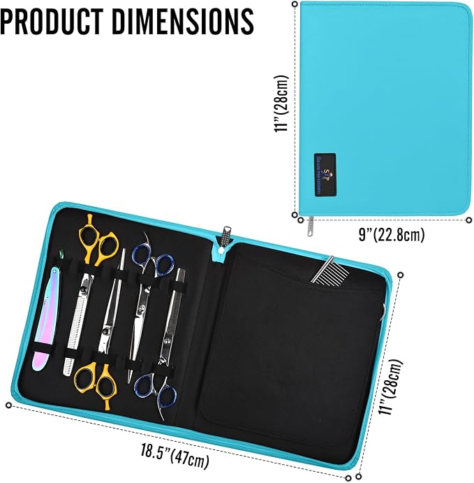 Case Holds 10 Grooming or Beauty Shears (TURQUOISE) - Image 5