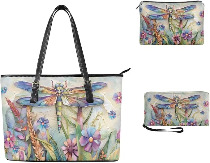 Women Purse Handbags Wallet Sets Leather Shoulder Tote Bag for Women,Top Handle Purse with Wrist Wallet Bag - Image 3