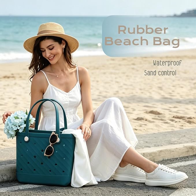 Rubber Tote Bag Extra Large & Medium, Waterproof Beach Bag for Women Men, Pool Travel Swim Silicone Tote - Image 5