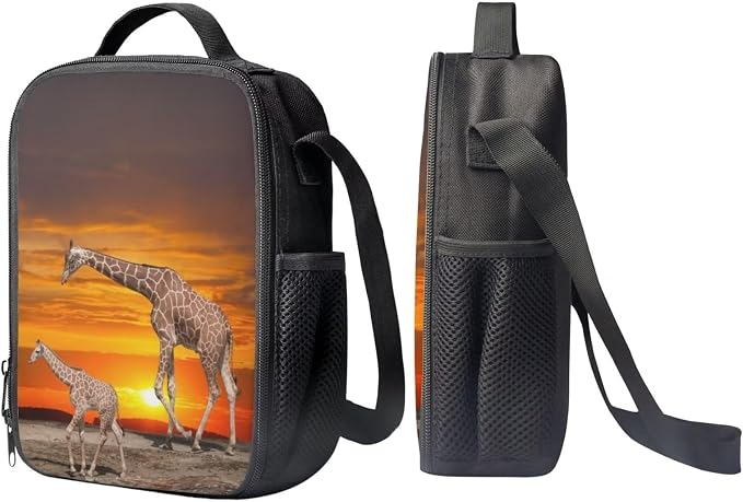Kids Novelty Animal Backpack and Lunch Box for Boys Girls Student Lightweight 17 Inch School Masai Giraffe Backpack with Lunch Bag Pencil Case Kids Comfy Padded Black Large Bookbag - Image 4