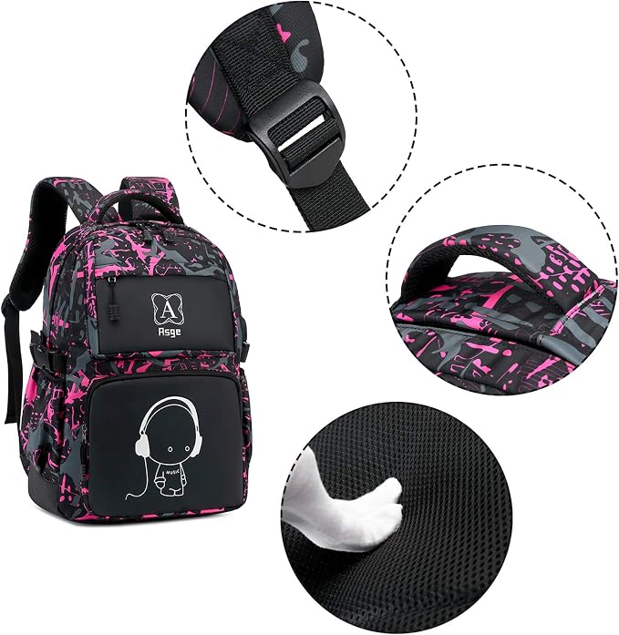 Asge boys backpack for kids camo bookbag for middle school bags travel back pack (Pink) - Image 3