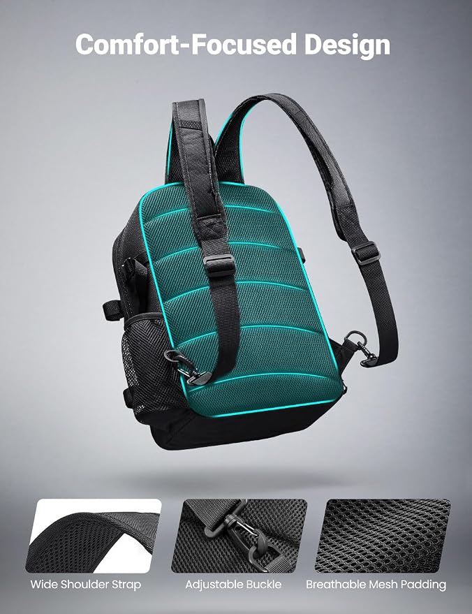 Piscifun Fishing Backpack Tackle Bag with 2 Rod Holders, Multi-Compartment Storage, MOLLE System, Water-Resistant Lightweight Outdoor Pack - Image 5