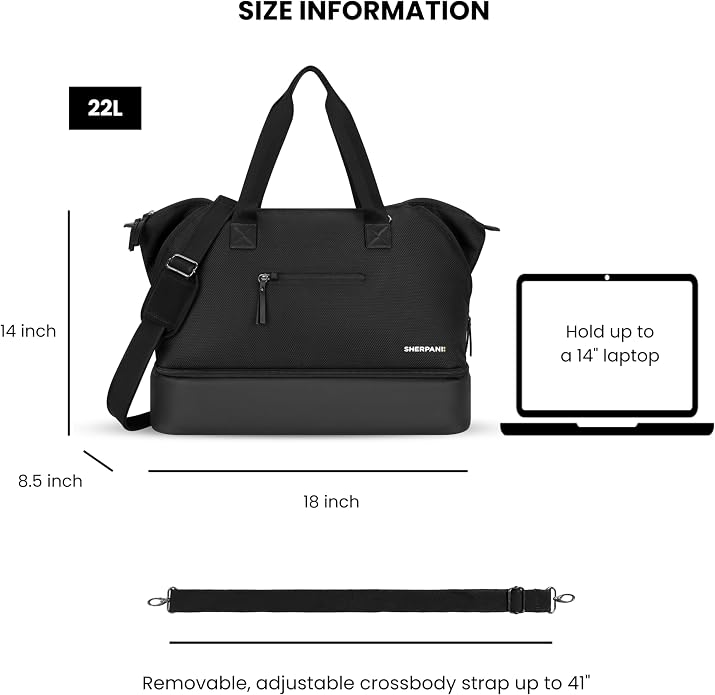 Sherpani Boston, Anti Theft Weekender Bags, Travel Duffel Bag, Carry On Tote Bag with Removable Shoe Bottom Compartment - Image 3