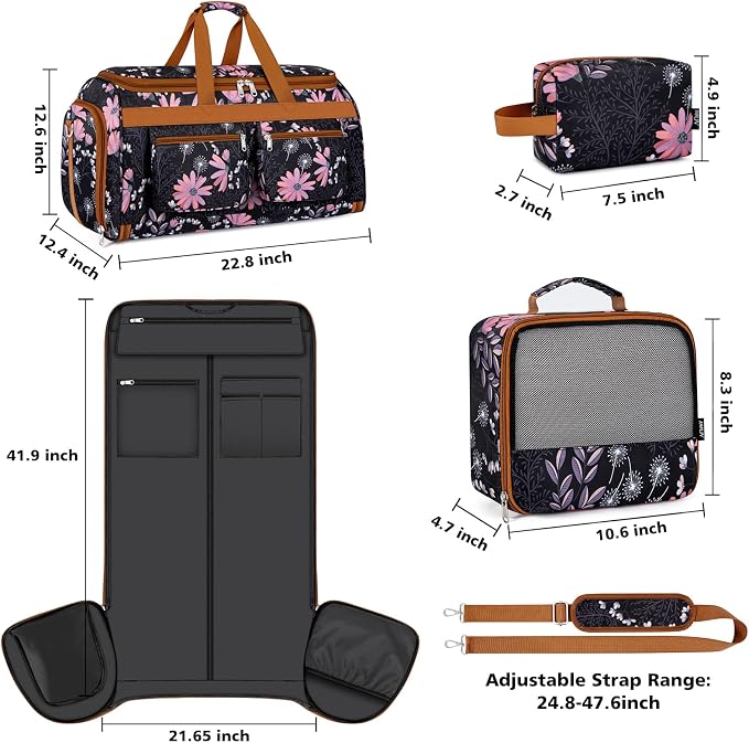 Convertible Garment Duffel Bags for Travel - Carry on Garment Duffle with Toiletry Bag Storage Bag Large Travel Duffel Bag 2 in 1 Hanging Suit Bag Weekender Bag for Men Women 3pcs Set - Image 5