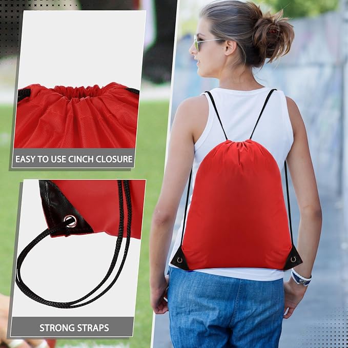 Shappy Drawstring Backpack Bulk Sports Gym Cinch Bag Polyester String Bag for Men Women(10 Colors,60 Pcs) - Image 2