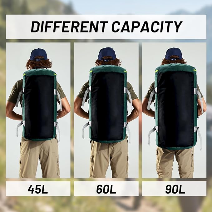 MIER Large Duffle Bag Backpack for Travel Camping Gym Sports, 45L/60L/90L | Water Resistant, Convertible Duffel, Detachable Backpack Straps, Shoe Compartment, Heavy-Duty Tarpaulin, 3 Sizes - Image 5