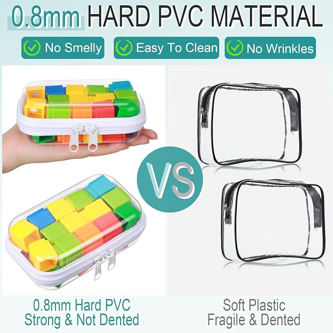Sanwuta 6 Pcs Clear Hard Zipper Case Plastic Zipper Pouches Transparent Makeup Bag Pencil Case Pouches Toiletry Diaper Bag for Travel Toy Storage Organizer Bins(White,5 x 3 x 2 Inch) - Image 4