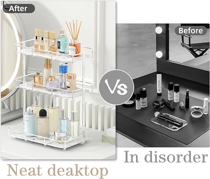 Bathroom Organizer Countertop Perfume Organizer Makeup Organizer Cosmetics Storage Display Rack Vanity Tray Dresser Stainless Steel Gold Shelf White Marble Ceramic Tray - Image 4