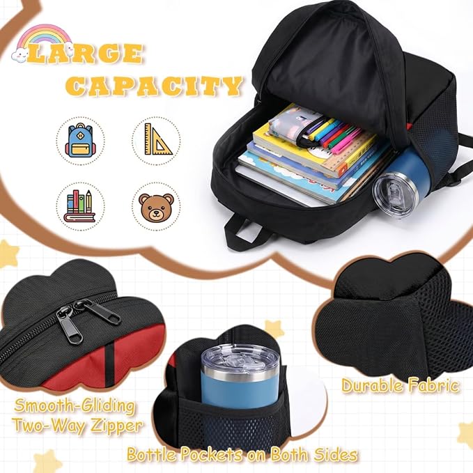 3 in 1 Knapsack Set with Lunch Bag and Pencil Bag, Durable Children’s Ladybug Backpack Set, Lightweight Large School Bag Set for Boys Girls Back to School - Image 4