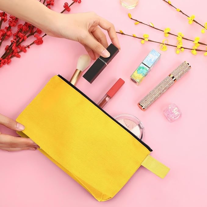 Reginary 60 Pcs Multicolor Canvas Makeup Bag Bulk Portable Travel Cosmetic Pouch Versatile Blank Toiletry Bag with Zipper for Women DIY Craft Purse Pencil Case (8.6 x 5 x 2 Inch) - Image 5