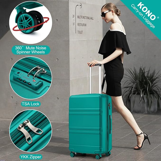 Kono 28 Inch Luggage Expandable Suitcase with Spinner Wheels TSA Lock | Lightweight PC+ABS Hardside Large Checked Luggage Durable Rolling Suitcase Turquoise - Image 5