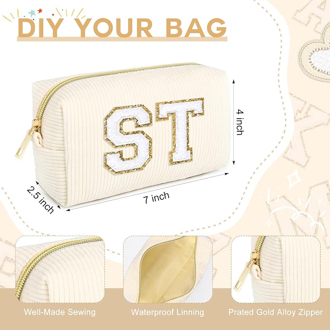 SOIDRAM 6PCS Bridesmaid Proposal Gifts Corduroy Beige makeup bag bulk for Wedding Party Favors Bachelorette party decorations Toiletry Organizer Bag Cosmetic Case Gift - Image 2