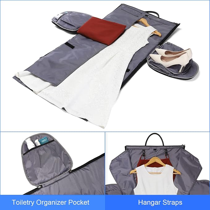 Womens Convertible Garment Bags for Travel, Modoker Waterproof Carry On Garment Bag Garment Duffel Bag - 2 in 1 Hanging Suitcase Suit Travel Luggage Bag, Black - Image 3