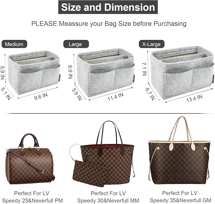 OMYSTYLE Purse Organizer Insert, Felt Tote Bag Organizer Insert with 5 Sizes, Handbag Dividers for Inside Purse, Compatible with Longchamp, Neverful, Speedy and More - Image 2