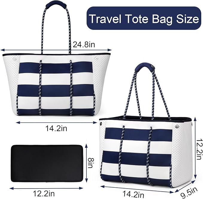 IBFUN Neoprene Bag, Large Multipurpose Beach Bag Neoprene Tote Bag with Inner Pocket for Women/Pool - Image 5