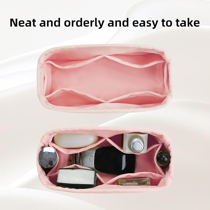 DGAZ Silk Purse Organizer Insert For Dior Book Tote mini/S/M/L，Silky Smooth Bag Organizer，Luxury Handbag & Tote Shaper（Pink，BT-Mini） - Image 5