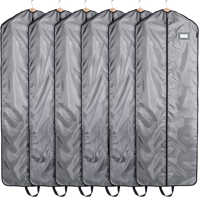 Covermates Keepsakes Garment Bag Set for Closet Storage and Travel – Breathable Suit and Dress Bags with ID Window and Carrying Handles – Heavy-Duty Hanging Wardrobe Protection Set, Grey by Covermates