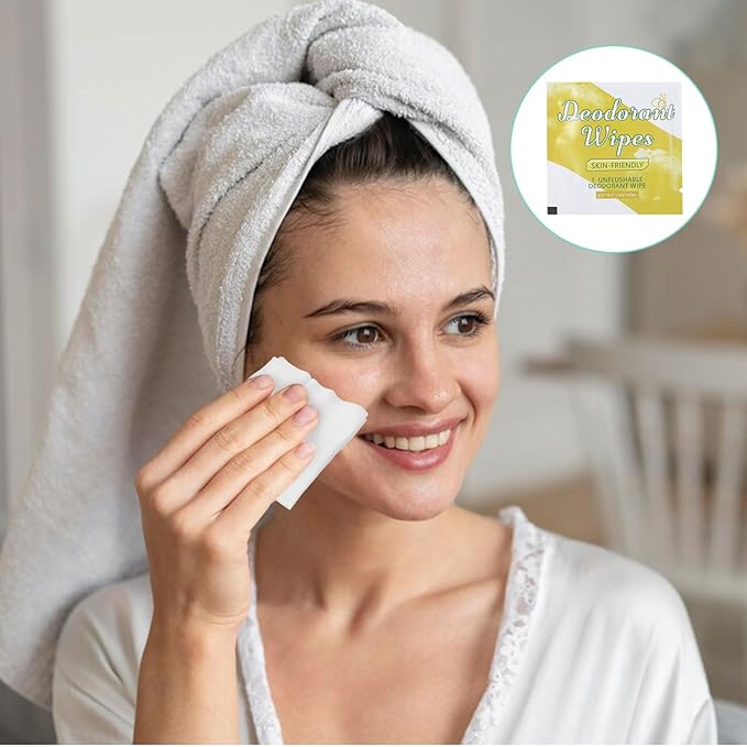 100 Pcs Deodorant Wipes Individually Wrapped Mini Deodorant Travel Size Wet Armpit Wipes Travel Deodorants Bulk for Women Men Homeless Personal Cleansing Wipe Butt Hands Face Underarm Sports(Lemon)