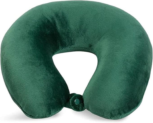 Wolf Essentials Adult Cozy Soft Microfiber Neck Pillow for Travel – Compact, Machine Washable - Perfect for Airplane, Car, or Home Use - Filled and Finished in The USA – Green by WorldsBest