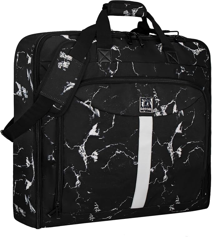 Goloni Garment Bag For Men Women Travel & Business,Hanging Clothes & Multiple Compartment,Waterproof Foldable Suit Bag Marble by GoloniYourStyleYourRule