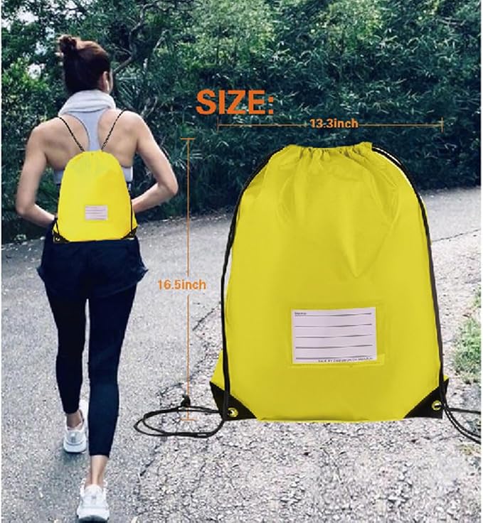 CODOBON 16 Pack Drawstring Bags,Bulk Draw String Backpack, DIY Gym Sports Cinch Bag Sackpack for Women Men, Yellow - Image 5