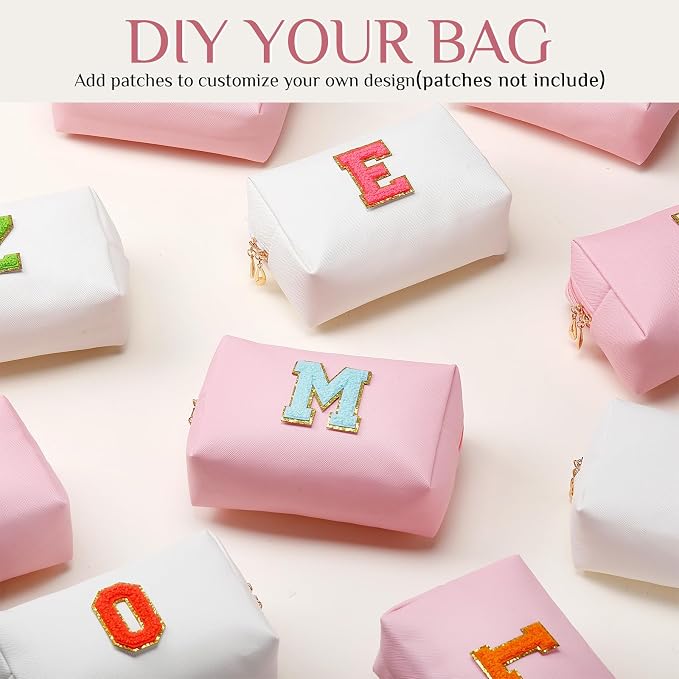 100 Pack Aesthetic Makeup Bags Bulk PU Leather Cosmetic Pouches Waterproof Toiletry Bags Makeup Pouches Bulk for Teen Girls Women Party Gift Travel Storage Back to Teacher Gift (Pink White) - Image 4