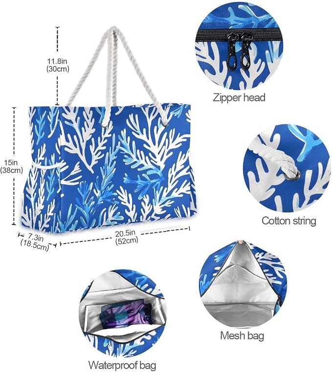 senya Large Beach Bags Totes Swim Canvas Tote Shoulder Bag Water Resistant Bags for Gym Travel Daily - Image 5