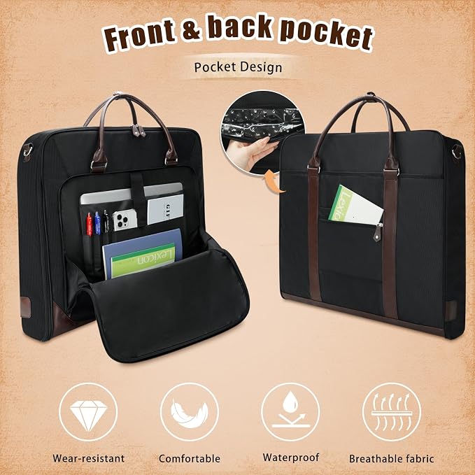 Noozion Garment Bag for Travel, Large Carry On Suit Bag for Business Up to 4 Suits, Wrinkle Free Garment Bag for Hanging Clothes with Shoulder Strap, Laptop Compartment, and Wet-Dry Pocket - Image 6