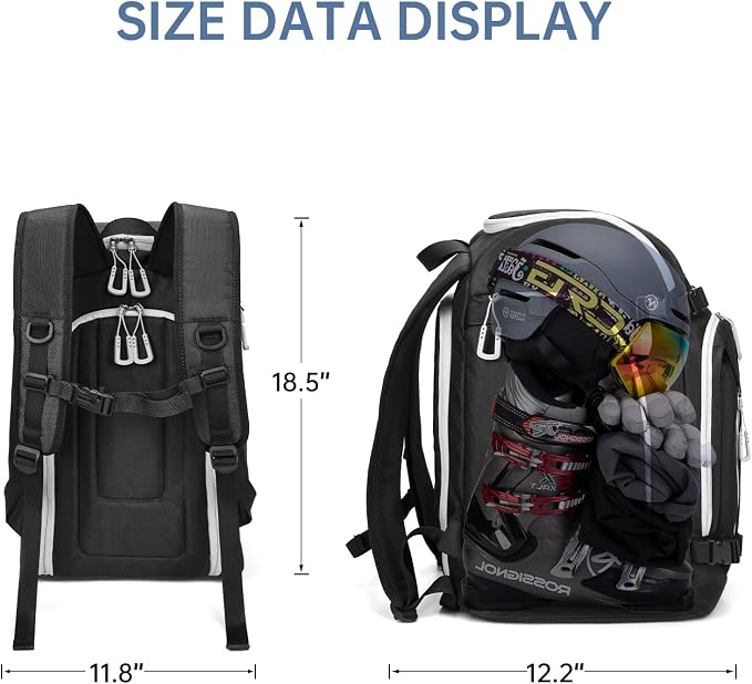 Ski Boot Bag, 50L Ski Boot Travel Backpack for Skis, Snowboard & Accessories, Waterproof Padded Ski Boot Bag Backpack - Image 5