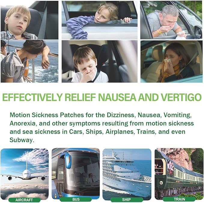 (2026 New) Motion Sickness Patches Non-Drowsy, 100% Natural Motion Sickness Patch(Efficient– Lasts 72 Hours)-for Car,Airplane,Ship(Fast High Altitude Relief Patch) -for Adults and Kids(48 Count)