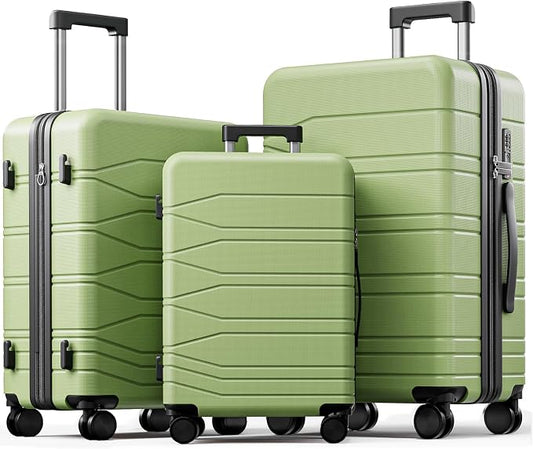 3 Piece Luggage Set, 20/24/28 Inch Expandable Luggage Sets with Spinner Wheels, ABS+PC Hardshell Suitcases, Suitcase Set with Double-Layer Explosion Zipper, TSA Lock by Voyzap