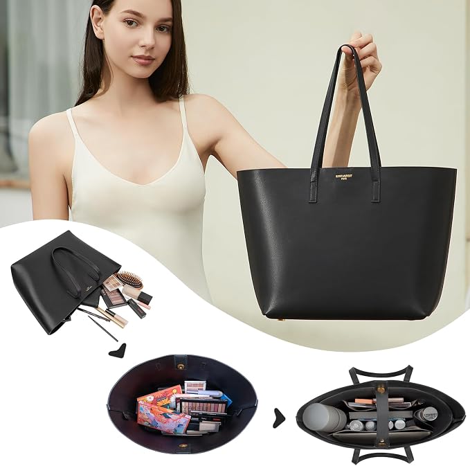 Vegan Leather Tote Bag Organizer Insert,Multi-Pocket Purse Organizers,with 15-Inch Laptop Compatible with Saint Laurent Tote E/W、LV Neverfull MM and More(SL) - Image 5