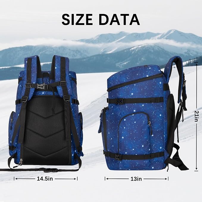65L Waterproof Ski Boot Bag, Heavy Duty Snowboard Backpack for Helmet Goggles Gear, Air Travel Winter Sports Bag - Image 4