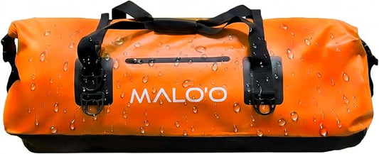 Malo’o Waterproof Dry Duffel, Heavy-Duty Roll Top Waterproof Gear Bag with Shoulder Strap & Molle Loops, Marine Duffel for Kayaking, Boating, Camping, Beach & Travel, Orange, 100L by Maloo