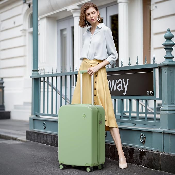 mixi Carry on Luggage, 20'' Suitcase Spinner Wheels Luggage Hardshell Lightweight Rolling Suitcases PC with Cover & TSA Lock for Business Travel, Avocado Green - Image 7