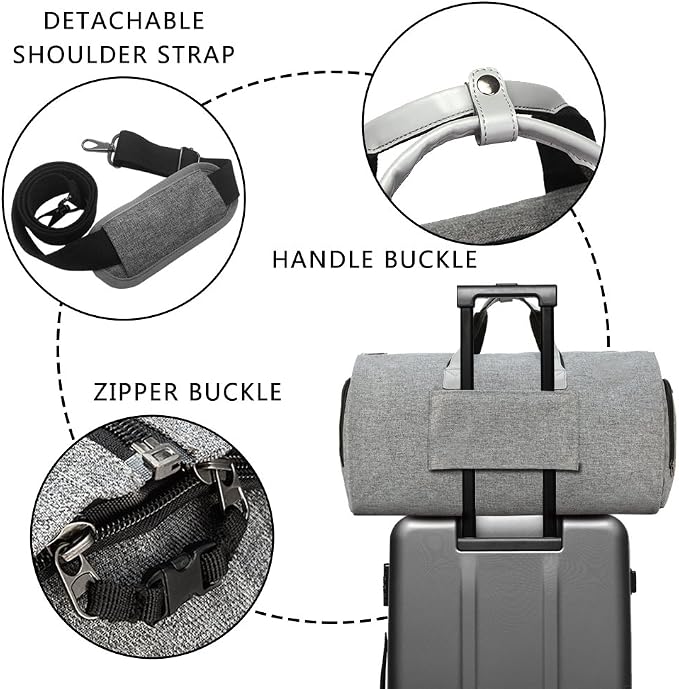 Modoker Convertible Garment Bag with Shoulder Strap, Carry on Garment Duffel Bag for Men Women - 2 in 1 Hanging Suitcase Suit Travel Bags, Grey - Image 5