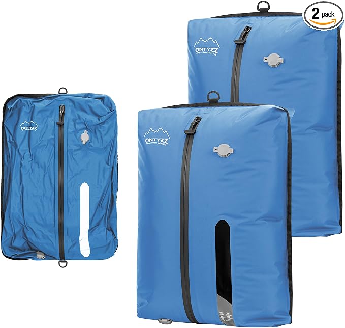 ONTYZZ Vacuum Bags for Travel, IPX8 Waterproof Vacuum Bags, Space Saver for Luggage/Camping/Home Storage (2 Pack No Pump-Blue) by OTNYZZ