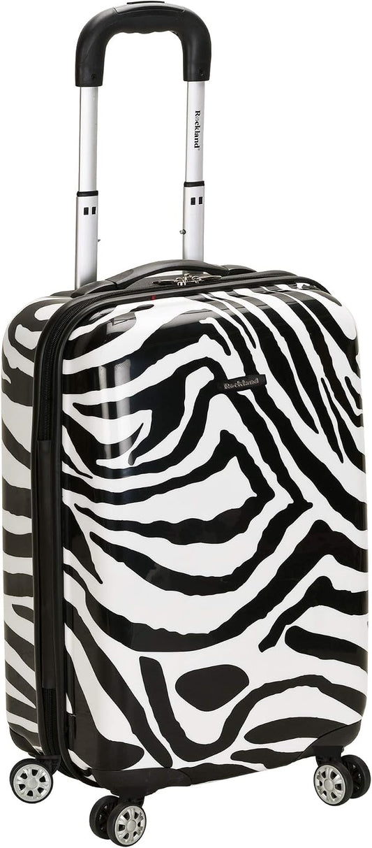 Rockland Safari Hardside Spinner Wheel Luggage, Carry-on 20", Zebra by Rockland