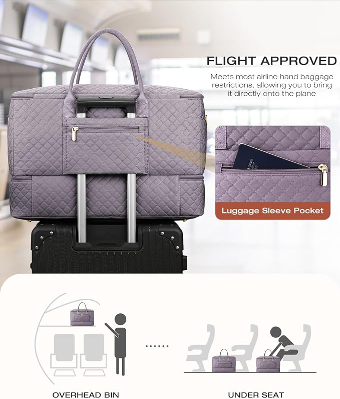 Travel Duffle Bag, Wide Open Large Weekender Bag for Women with Shoe Compartment, Carry on Overnight Bags with Toiletry Bag, Hospital Bag for Women Labor Delivery (Peacock Blue) - Image 6