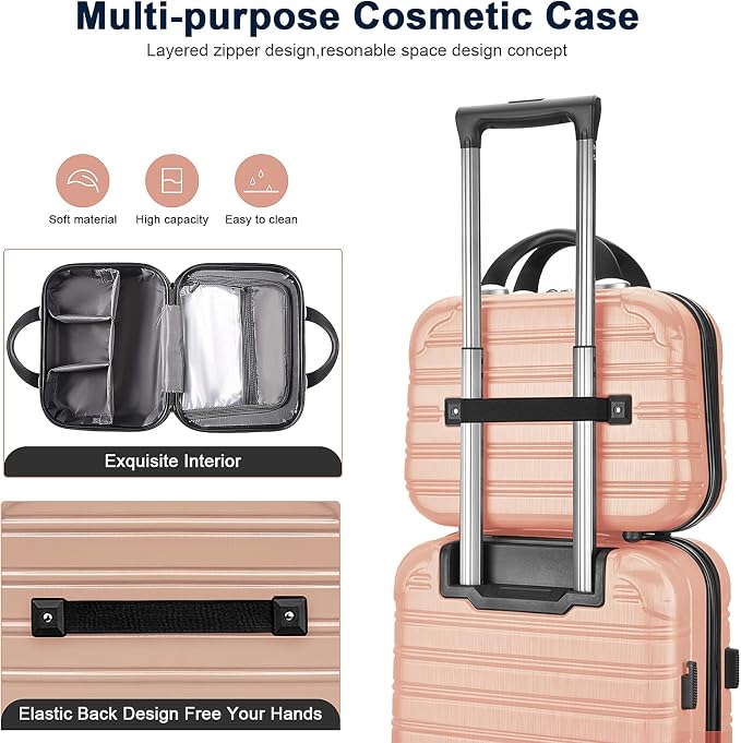 14 inch Hard Shell Makeup Train Case Portable PC ABS Mini Suitcase for Organizer Cosmetics Makeup Brushes Toiletry - Image 6