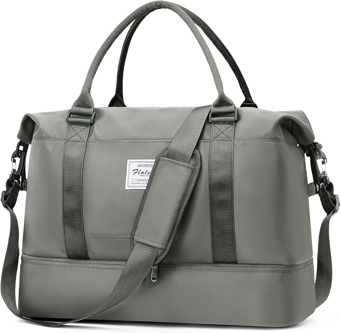 Weekender Bags for Women, Travel Duffel Bags with Shoe Compartment,Personal Item Travel Bag for Airlines, Carry on Overnight Tote Bag for Women，Olive Green by SUNMOP