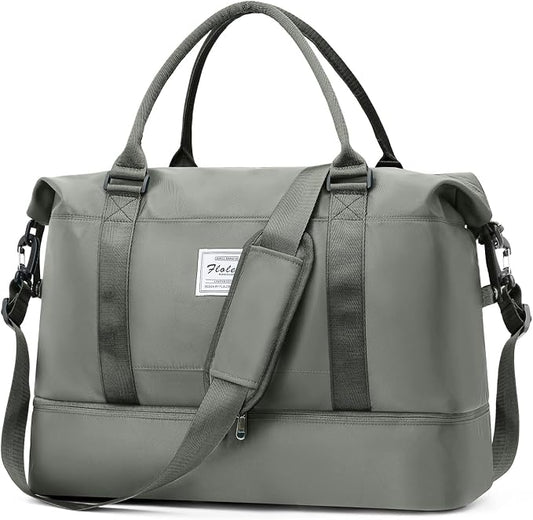 Weekender Bags for Women, Travel Duffel Bags with Shoe Compartment,Personal Item Travel Bag for Airlines, Carry on Overnight Tote Bag for Women，Olive Green by SUNMOP
