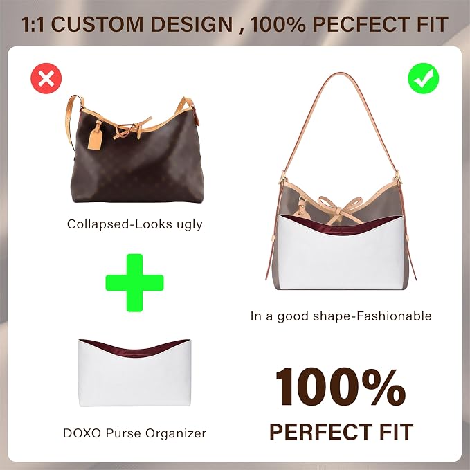 Doxo Purse Organizer Compatible with LV Carryall BB, Upgraded Lightweight Bag Insert with 9 Compartments, Custom Fit Inside Handbag Divider Shaper Accessories（White-Red, BB） - Image 4