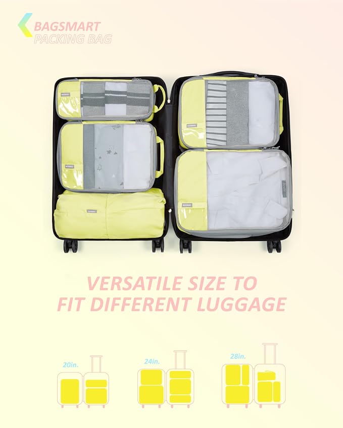BAGSMART 6 Set /4 Set/2 Set Compression Packing Cubes for Travel, Lightweight Luggage Organizer Bags, Durable Space Saver Bags Travel Essentials - Image 3
