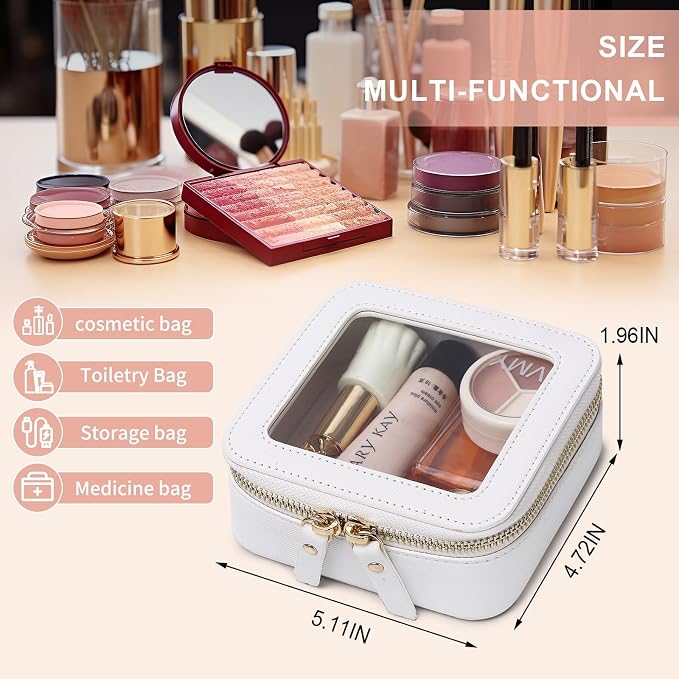 Pinkmik Mini Clear Makeup Bag, White, MINI | Small Size, Zipper Closure, Cosmetic & Toiletry Case, Purse Organizer, Car Essentials - Image 3