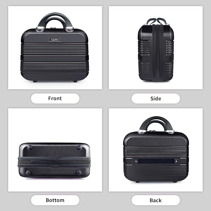 14 Inch Waterproof Hard Shell Travel Makeup Case (Black) | ABS Scratch-Proof, Carrying Cosmetic Organizer Case with Elastic Band, Train Case, Mini Suitcase Vanity Case for Women Girl - Image 6